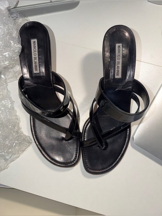Manolo Blahnik Shoes - Manolo Blahnik Black Patent Leather Strappy Sandals